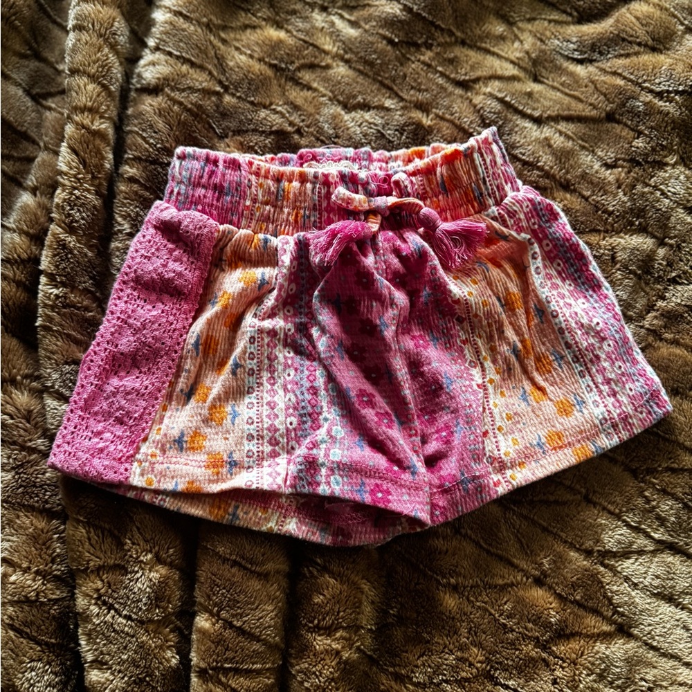 High Waist Pink and Orange Tie-Dye Shorts
